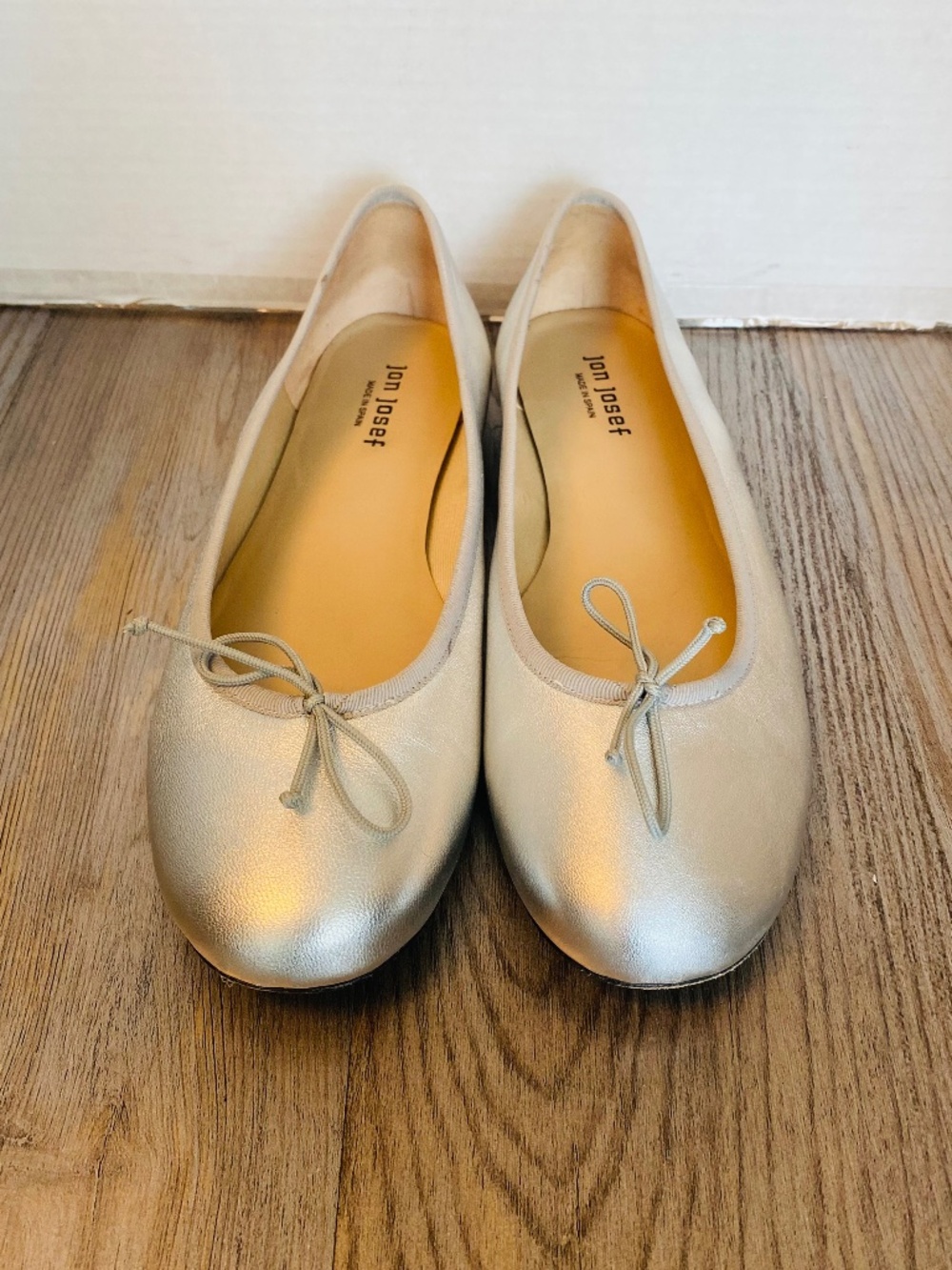 Jon Josef Womens Spain, Silver Metallic Leather Ballet Flats, 11 M.